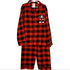 Disney Store plaid Christmas Mickey pajamas 7/8